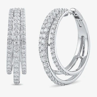 Womens 2 CT. T.W. Lab Grown White Diamond 10K Gold 26.1mm Hoop Earrings