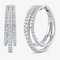 Womens 2 CT. T.W. Lab Grown White Diamond 10K Gold 26.1mm Hoop Earrings