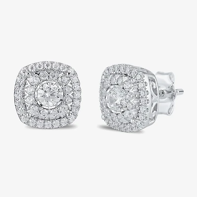 1 CT. T.W. Lab Grown White Diamond 10K Gold 10.3mm Cushion Stud Earrings