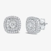 1 CT. T.W. Lab Grown White Diamond 10K Gold 10.3mm Cushion Stud Earrings