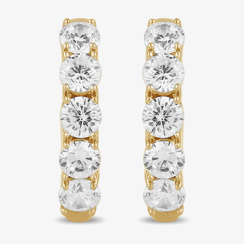 Womens 1 CT. T.W. Lab Grown White Diamond 10K Gold 14.5mm Hoop Earrings