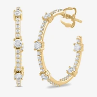 Womens 1 CT. T.W. Lab Grown White Diamond 10K Gold 25.8mm Hoop Earrings