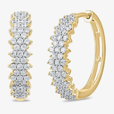 Womens 1 CT. T.W. Lab Grown White Diamond 10K Gold 20.5mm Hoop Earrings