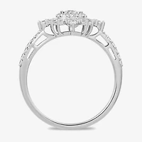 Womens 1/2 CT. T.W. Lab Grown White Diamond 10K Gold Side Stone Cocktail Ring