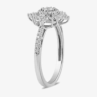 Womens 1/2 CT. T.W. Lab Grown White Diamond 10K Gold Side Stone Cocktail Ring
