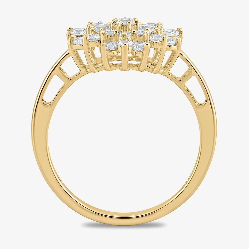 Womens 3/4 CT. T.W. Lab Grown White Diamond 10K Gold Heart Cluster Cocktail Ring