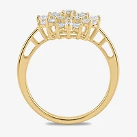 Womens 3/4 CT. T.W. Lab Grown White Diamond 10K Gold Heart Cluster Cocktail Ring