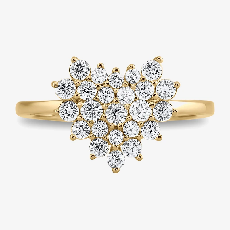 Womens 3/4 CT. T.W. Lab Grown White Diamond 10K Gold Heart Cluster Cocktail Ring