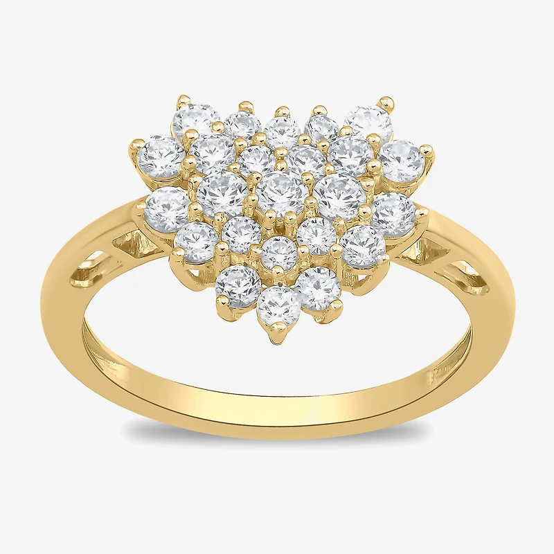 Womens 3/4 CT. T.W. Lab Grown White Diamond 10K Gold Heart Cluster Cocktail Ring