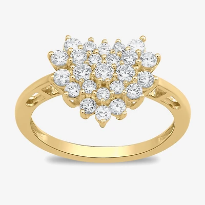 Womens 3/4 CT. T.W. Lab Grown White Diamond 10K Gold Heart Cluster Cocktail Ring