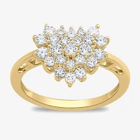 Womens 3/4 CT. T.W. Lab Grown White Diamond 10K Gold Heart Cluster Cocktail Ring