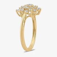Womens 3/4 CT. T.W. Lab Grown White Diamond 10K Gold Heart Cluster Cocktail Ring