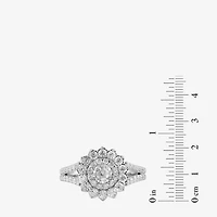 Womens 1 CT. T.W. Lab Grown White Diamond 10K Gold Side Stone Cocktail Ring