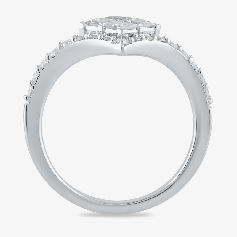 Womens 1 CT. T.W. Lab Grown White Diamond 10K Gold Side Stone Cocktail Ring