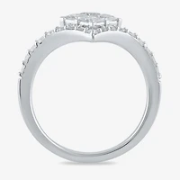 Womens 1 CT. T.W. Lab Grown White Diamond 10K Gold Side Stone Cocktail Ring