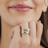 (G / Si2) Womens 2 CT. T.W. Lab Grown White Diamond 10K Gold Side Stone Bridal Set