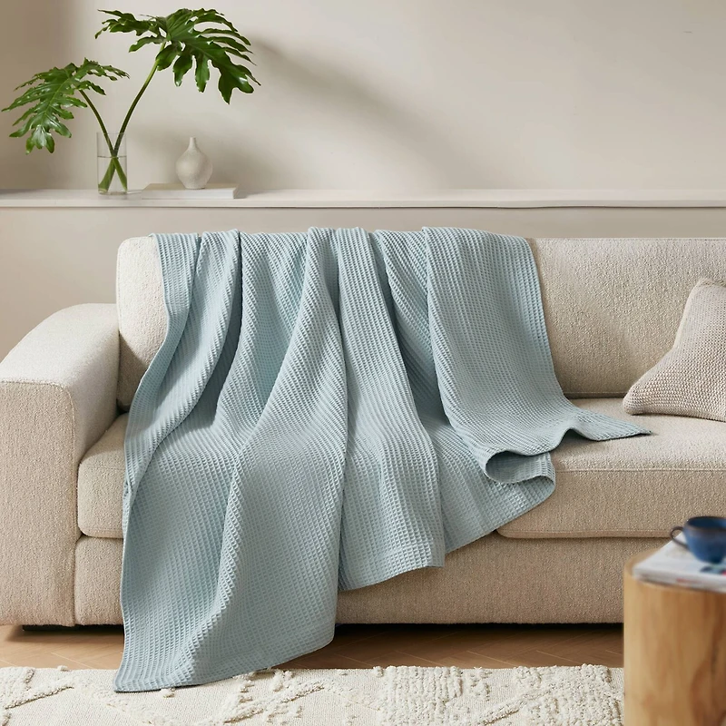 Madison Park Waffle Weave Cotton Lightweight Blanket