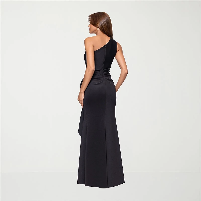 DJ Jaz Womens Asymmetrical Neck Sleeveless Evening Gown
