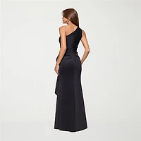 DJ Jaz Womens Asymmetrical Neck Sleeveless Evening Gown
