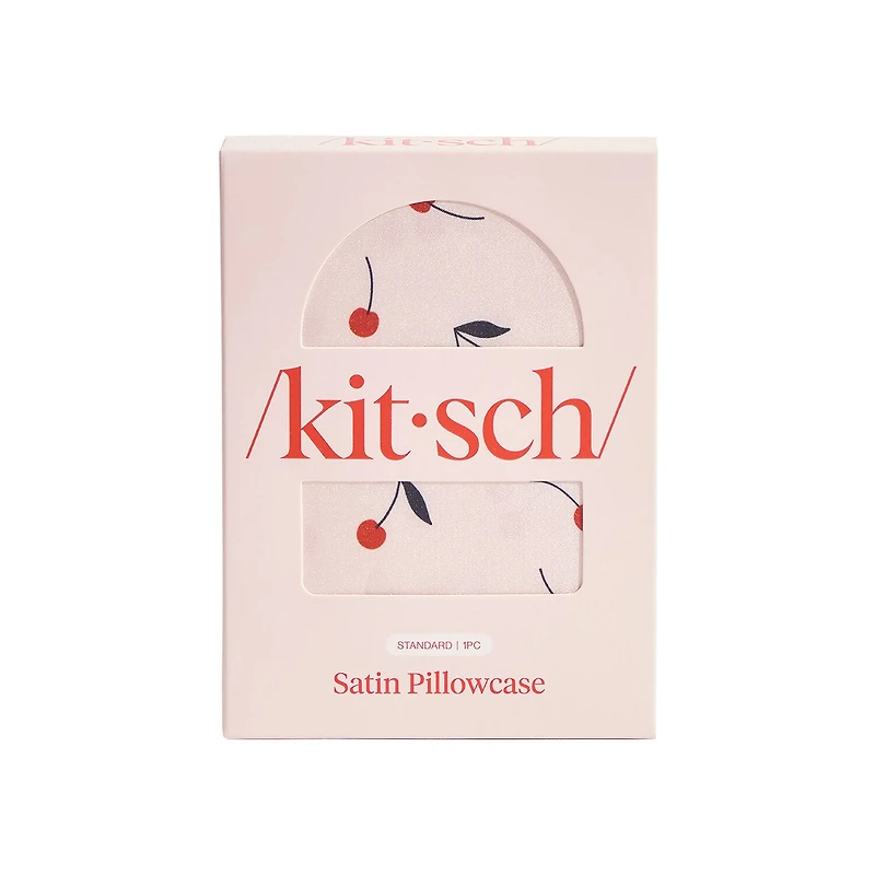 Kitsch Satin Pillowcase- Cherry Print Face Pillow Cover