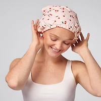 Kitsch Satin-Lined Flexi Shower Cap- Cherry Print