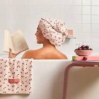 Kitsch Satin-Lined Flexi Shower Cap- Cherry Print
