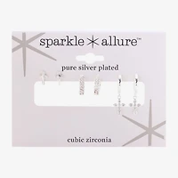 Sparkle Allure Womens Genuine Cubic Zirconia Cross 3 Pair Earring Set