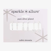 Sparkle Allure Womens Genuine Cubic Zirconia Round 3 Pair Earring Set