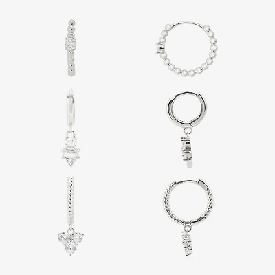 Sparkle Allure Womens Genuine Cubic Zirconia Round 3 Pair Earring Set