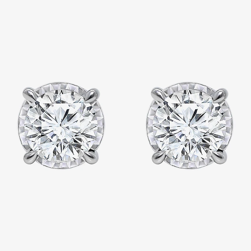 (I/Si2) 1 CT. T.W. Lab Grown White Diamond 10K White Gold 5.2mm Round Stud Earrings