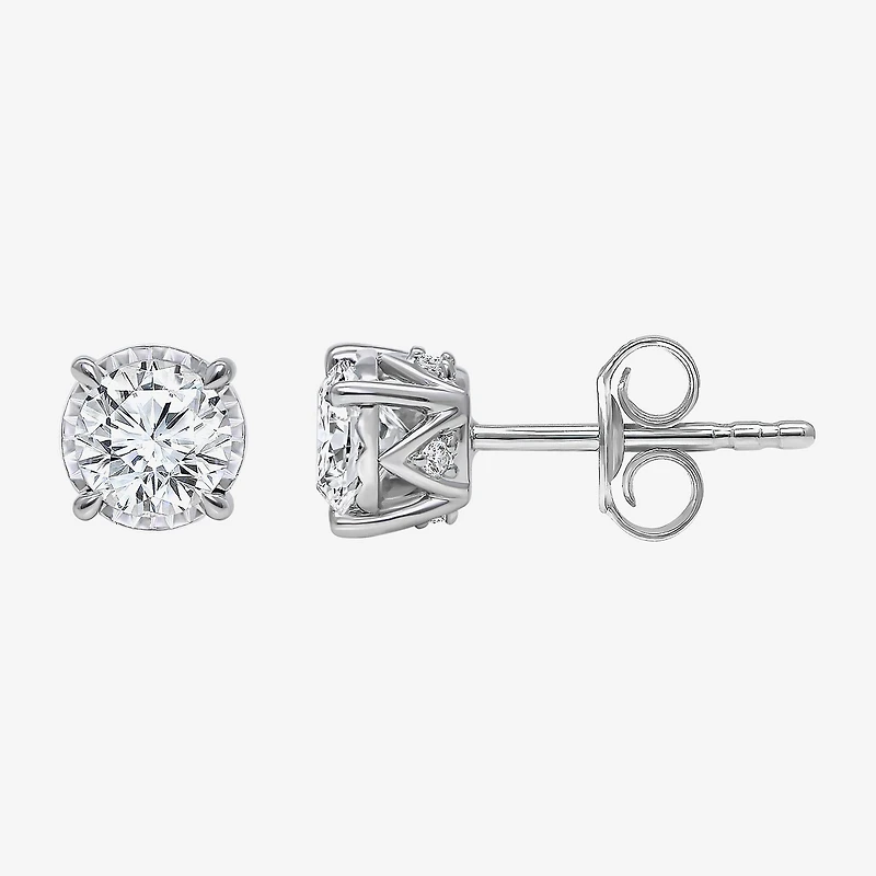 (I/Si2) 1 CT. T.W. Lab Grown White Diamond 10K White Gold 5.2mm Round Stud Earrings