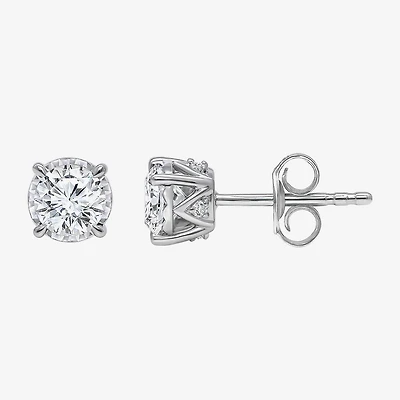 (I/Si2) 1 CT. T.W. Lab Grown White Diamond 10K White Gold 5.2mm Round Stud Earrings