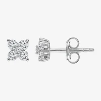 (I/Si2) 1/2 CT. T.W. Lab Grown White Diamond Sterling Silver 4mm Clover Stud Earrings