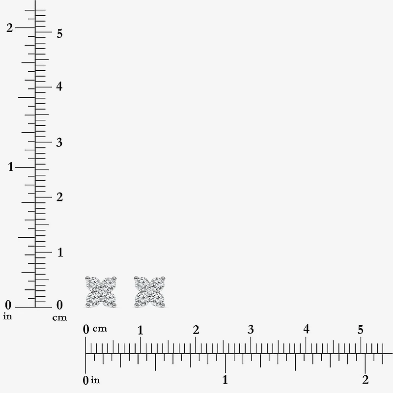 (I/Si2) 1/2 CT. T.W. Lab Grown White Diamond Sterling Silver 4mm Clover Stud Earrings