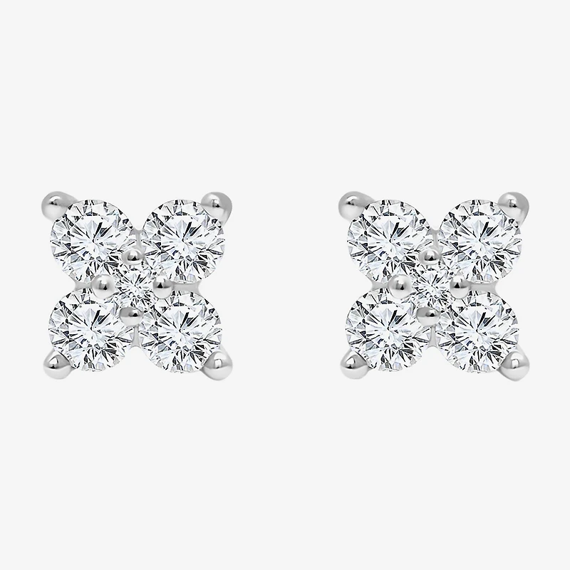 (I/Si2) 1/4 CT. T.W. Lab Grown White Diamond Sterling Silver 3.5mm Clover Stud Earrings