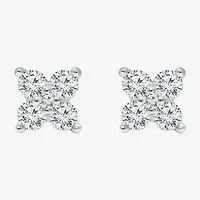 (I/Si2) 1/4 CT. T.W. Lab Grown White Diamond Sterling Silver 3.5mm Clover Stud Earrings