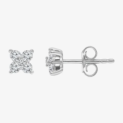 (I/Si2) 1/4 CT. T.W. Lab Grown White Diamond Sterling Silver 3.5mm Clover Stud Earrings