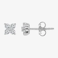 (I/Si2) 1/4 CT. T.W. Lab Grown White Diamond Sterling Silver 3.5mm Clover Stud Earrings