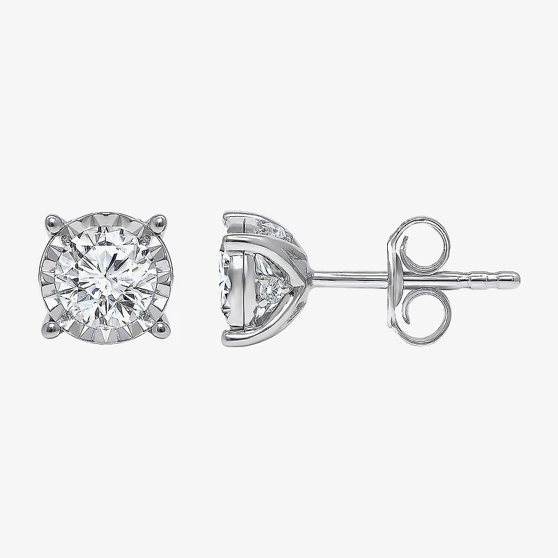 (I/Si2) 1 1/10 CT. T.W. Lab Grown White Diamond 10K White Gold 4.6mm Round Stud Earrings