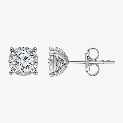 (I/Si2) 1 1/10 CT. T.W.  Lab Grown White Diamond 10K White Gold 4.6mm Round Stud Earrings