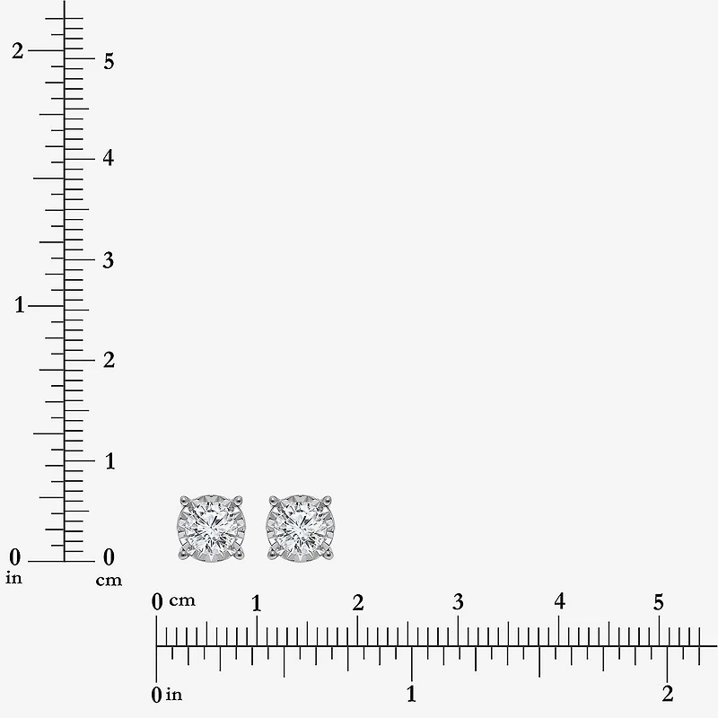(I/Si2) 1 1/10 CT. T.W. Lab Grown White Diamond 10K White Gold 4.6mm Round Stud Earrings