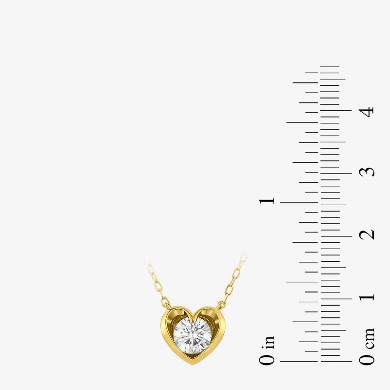 ( I/I2 ) 1/2 CT. T.W. Lab-Grown Diamond 14K Gold Over Silver Heart 18 Inch Pendant Necklace