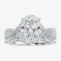 Signature By Modern Bride (G/Vs2-Si1) Womens 3 1/2 CT. T.W Lab Grown White Diamond 10K Gold Oval Side Stone Bridal Set