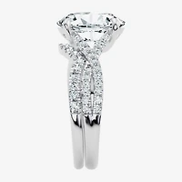 Signature By Modern Bride (G/Vs2-Si1) Womens 3 1/2 CT. T.W Lab Grown White Diamond 10K Gold Oval Side Stone Bridal Set