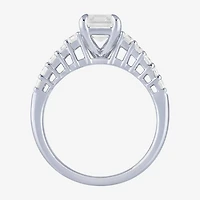 (F / Vs2) Womens 3 CT. T.W. Lab Grown White Diamond 10K Gold Side Stone Engagement Ring