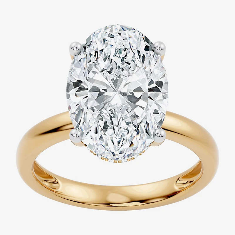 (F / Vs2) Womens 7 1/10 Ct. T.W. Lab Grown White Diamond 14K Gold Oval Engagement Ring