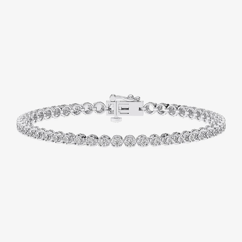 (F / Vs2) Womens 2 CT. T.W. Lab Grown White Diamond Sterling Silver 7.25 Inch Tennis Bracelet