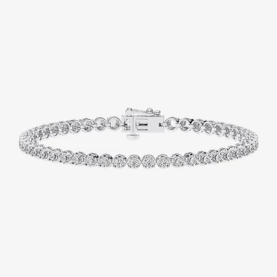 (F / Vs2) Womens 2 CT. T.W. Lab Grown White Diamond Sterling Silver 7.25 Inch Tennis Bracelet