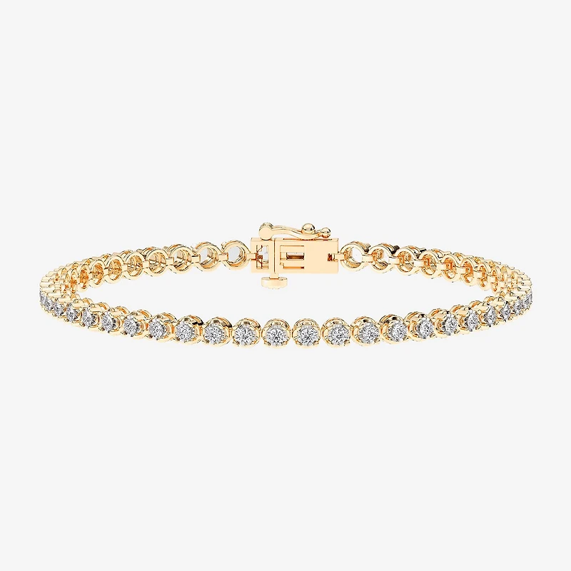 F / Vs2) Womens 2 CT. T.W. Lab Grown White Diamond 14K Gold Over Silver /2 Inch Tennis Bracelet