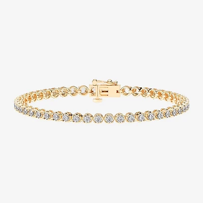 F / Vs2) Womens 2 CT. T.W. Lab Grown White Diamond 14K Gold Over Silver /2 Inch Tennis Bracelet